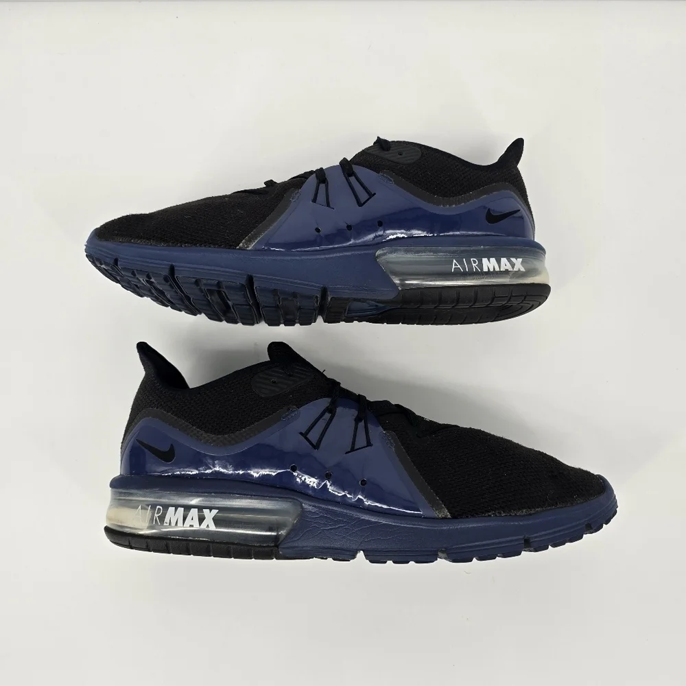 Nike Shoes Men 11 Air Max Sequent 3 Black Royal Blue Running Sneakers AJ1706-001